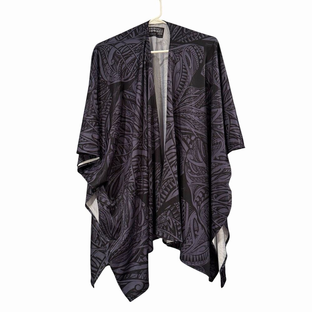 Born Hawaii Kaua'i Kimono Mens XL Extra Large Black Gray Short Sleeve Thin
